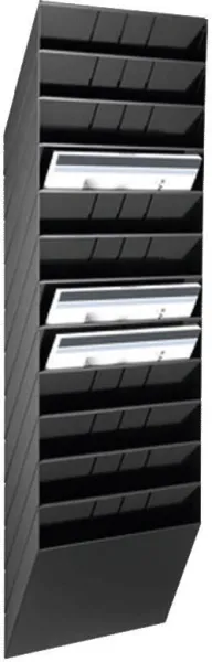 Sistema di vassoi con 12 scomparti nero A4 orizzontale FLEXIBOXX